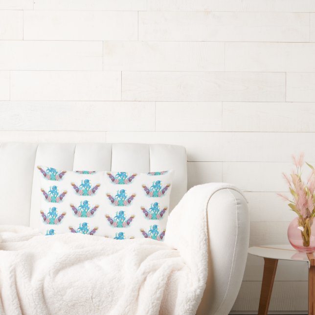 Coussin Rectangle Poctopus océanique adorable et coquillages colorés (Canapé)