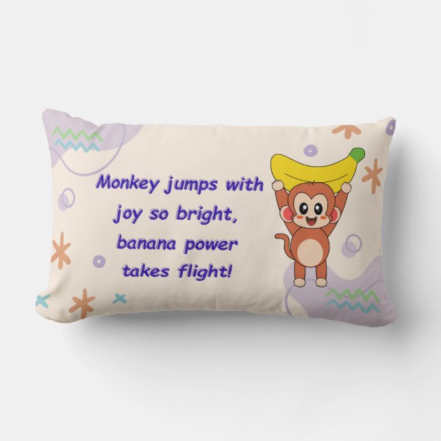 Coussin Rectangle Poème du singe joueur (Recto)