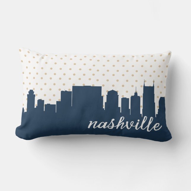Coussin Rectangle Point de polka de la marine de Nashville, Tennesse (Recto)