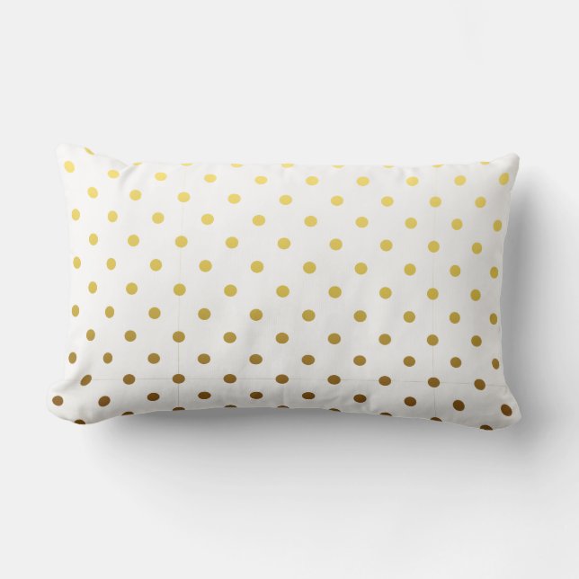 Coussin Rectangle Point de polka d'or blanc (Recto)