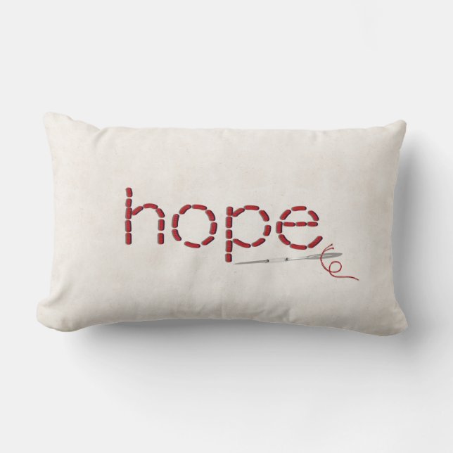 Coussin Rectangle point de texte de red Hope avec aiguille (Recto)