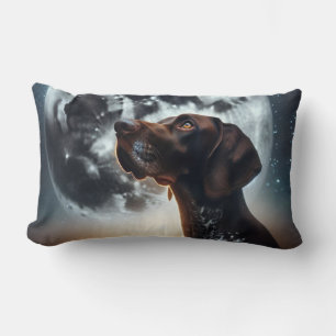 Coussin Rectangle Pointeur à cheveux courts allemand avec lune et ét