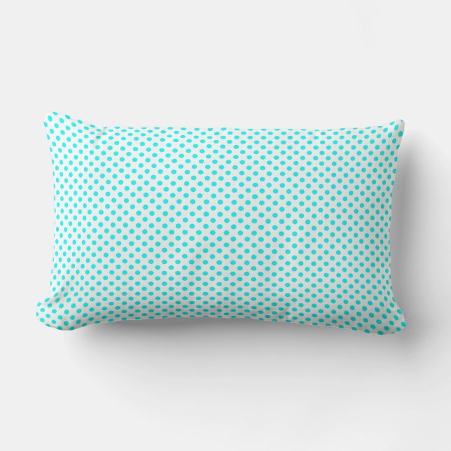 Coussin Rectangle Points Aqua Bleu sur Fond Blanc (Recto)