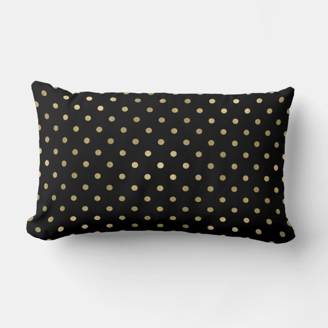 Coussin Rectangle Points chics fascinants et noirs et blancs d'or (Recto)