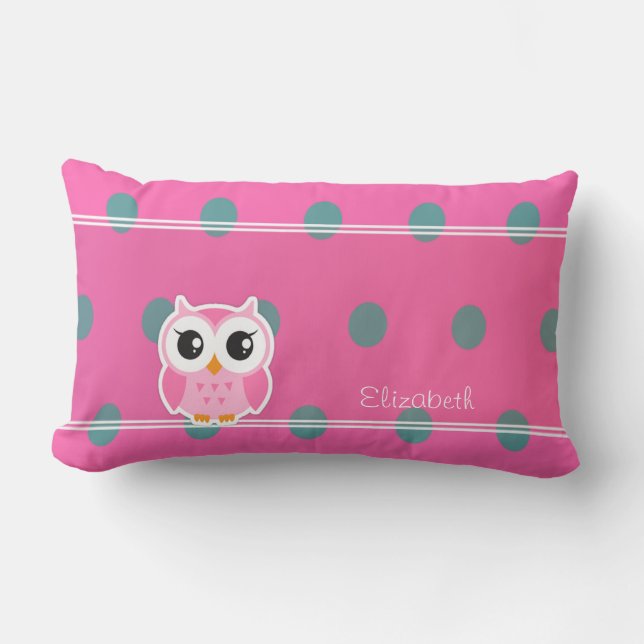 Coussin Rectangle Points Cool Tendance Personnalisés avec Chouette M (Recto)