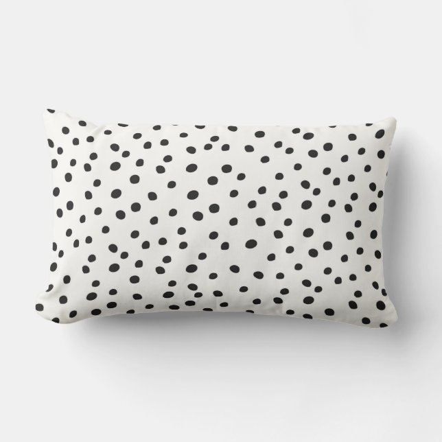 Coussin Rectangle Points Dalmatiens à écartement noir et blanc (Recto)