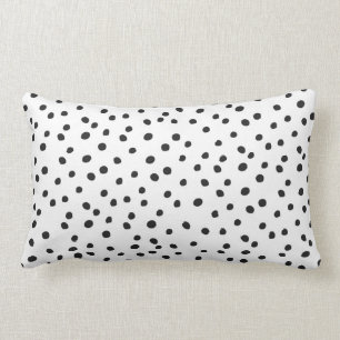 Coussin Rectangle Points Dalmatiens à écartement noir et blanc