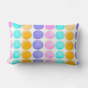 Coussin Rectangle Points d'aquarelle multicolore peints à la main