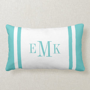 Coussin Rectangle Points de ruban Turquoise Preppy Personnalisés Mon