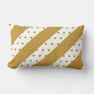 Coussin Rectangle Points dorés sur rayures dorées et blanches