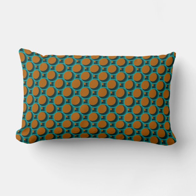 Coussin Rectangle Points et diamants géométriques Turquoises et oran (Recto)