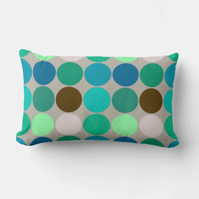 Coussin Rectangle Points géants du milieu du siècle, turquoise et gr (Recto)