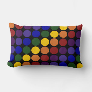 Coussin Rectangle Pois arc-en-ciel en noir