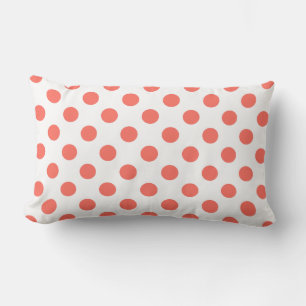 Coussin Rectangle Pois de corail vivant sur blanc