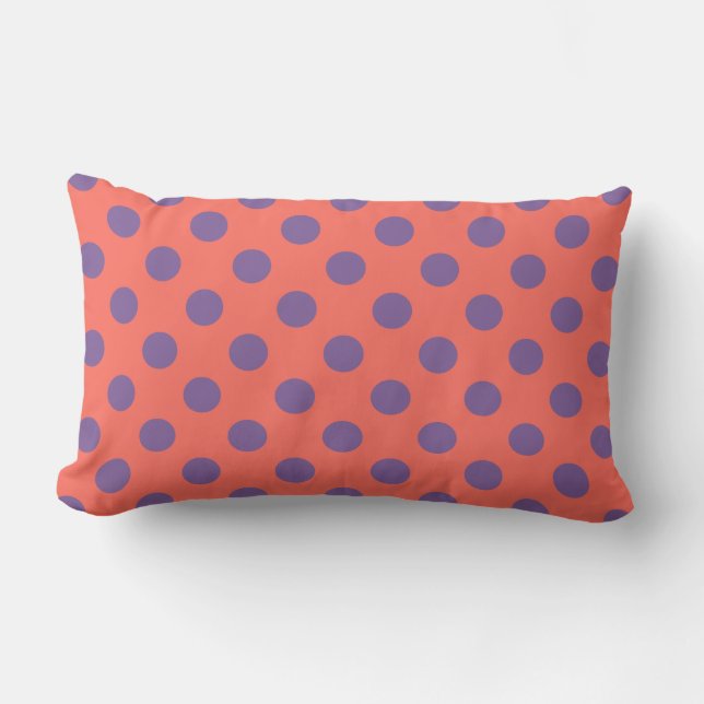 Coussin Rectangle Pois de coraux violets et vivants (Recto)