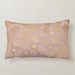 Coussin Rectangle pois élégant de motif d'ananas d'or de faux