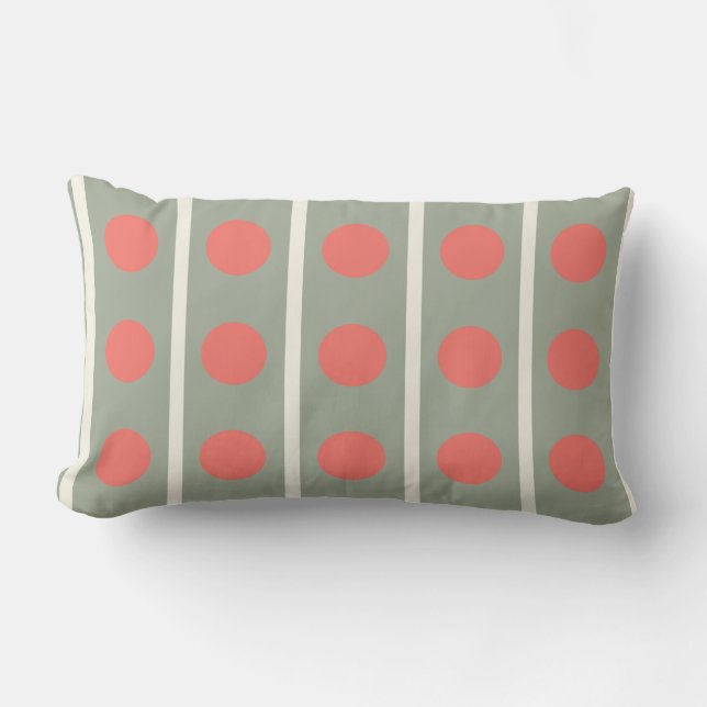 Coussin Rectangle Pois en Orange et Crème (Recto)