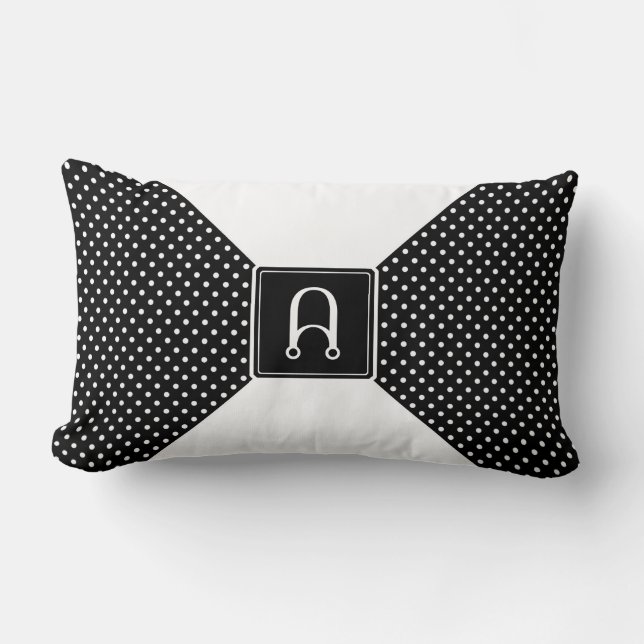 Coussin Rectangle Pois et blanc de monogramme (Recto)