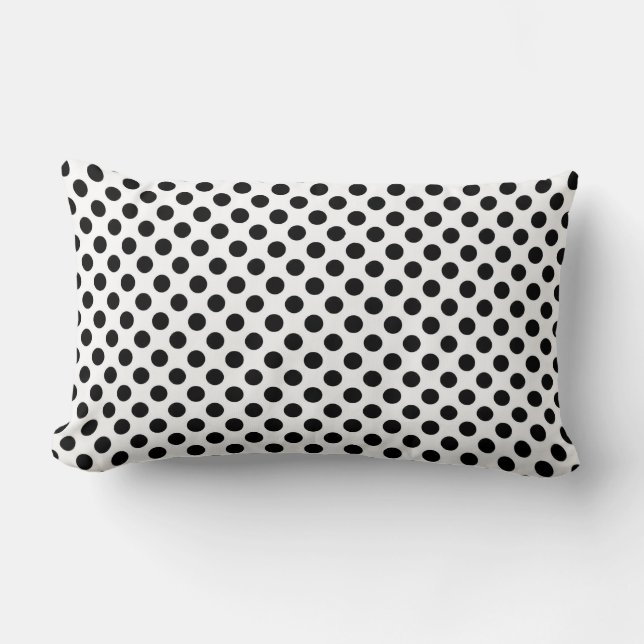 Coussin Rectangle pois noirs en blanc (Recto)