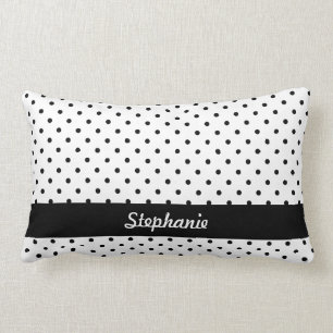 Coussin Rectangle Pois noirs et blancs personnalisés
