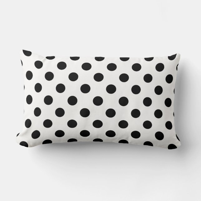 Coussin Rectangle Pois noirs sur Arrière - plan blanc (Recto)