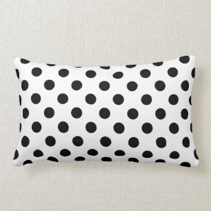 Coussin Rectangle Pois noirs sur Arrière - plan blanc