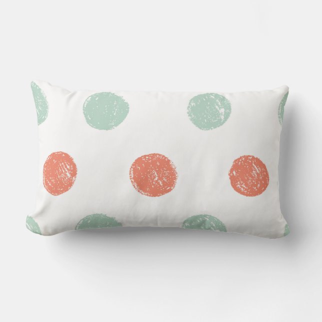 Coussin Rectangle pois orange et vert (Recto)