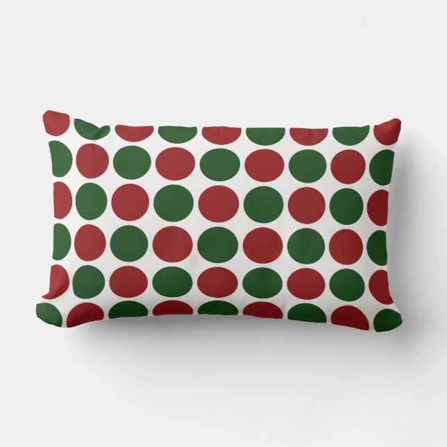 Coussin Rectangle Pois rouges et verts en blanc (Recto)