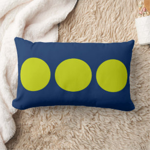 Coussin Rectangle Pois tropical de chaux sur le bleu marine