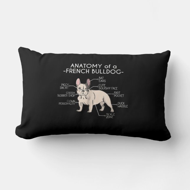 Coussin Rectangle Poison de Frenchie | Anatomy of A French Bulldog (Recto)