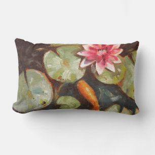 Coussin Rectangle Poisson D'Or Koi Pond Water Lys