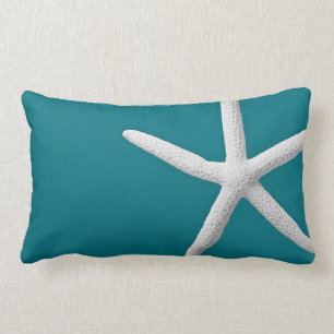 Coussin Rectangle Poisson-étoile blanche tropical sur la plage Turq