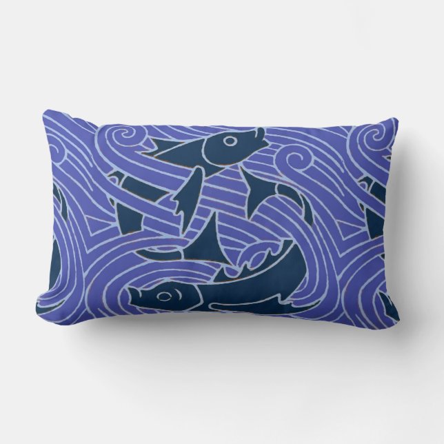Coussin Rectangle Poisson Gras Baignade Océan Bleu Pêche (Recto)
