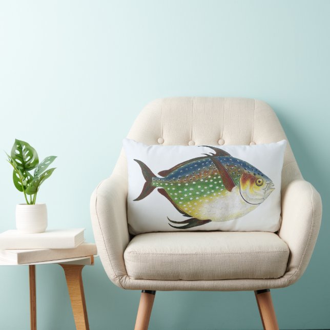 Coussin Rectangle Poisson lunaire tropical, poisson aquatique marin  (Chaise)