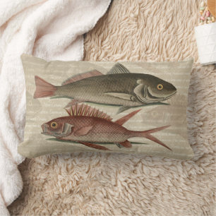 Coussin Rectangle Poisson Perche Rouge Pêcheur d'Art