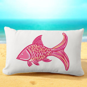 Coussin Rectangle Poisson Rose Orange Prépa