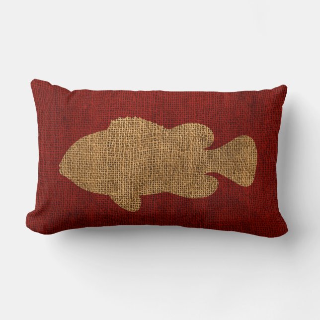 Coussin Rectangle Poissons nautiques en rouge rustique (Recto)