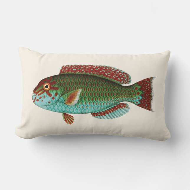 Coussin Rectangle Poissons tropicaux exotiques en le bleu et le (Recto)