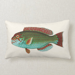 Coussin Rectangle Poissons tropicaux exotiques en le bleu et le