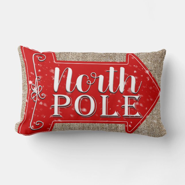 Coussin Rectangle Pôle Nord Flèche Rouge Noël Rustique Férié (Recto)