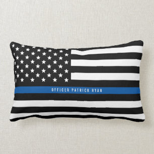 Coussin Rectangle Police Mince Blue Line American Flag Ajouter un no
