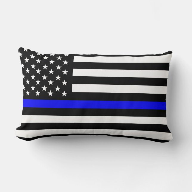 Coussin Rectangle police mince ligne bleue drapeau usa etats-unis am (Recto)
