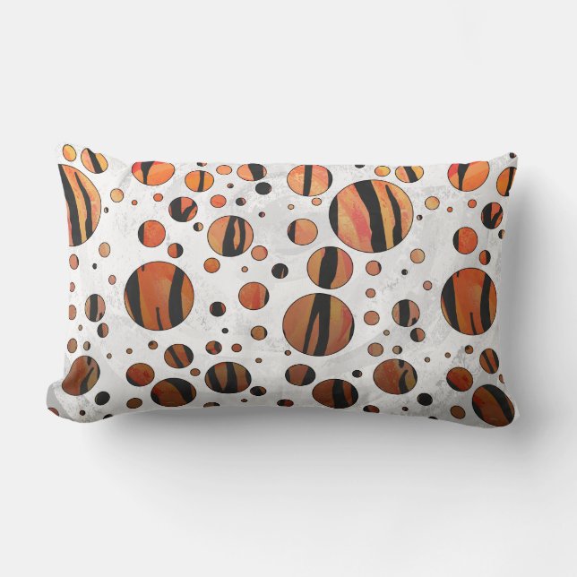 Coussin Rectangle Polis Dot Tiger Hot orange et noir (Recto)