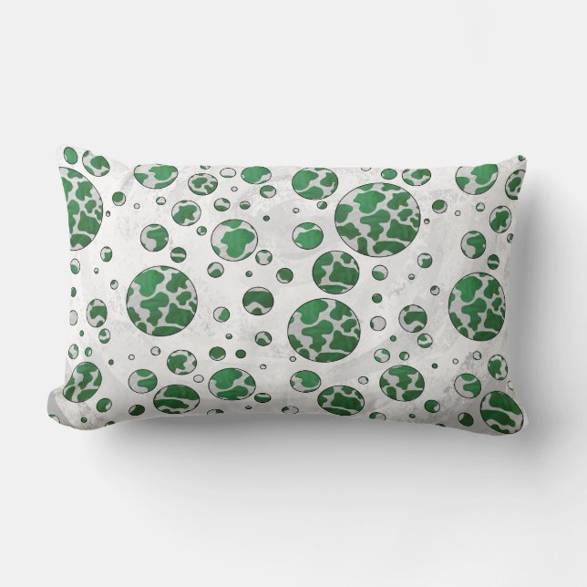 Coussin Rectangle Polis Dot Vache vert et blanc Impression (Recto)