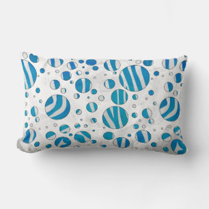Coussin Rectangle Polka blanc et bleu Zebra