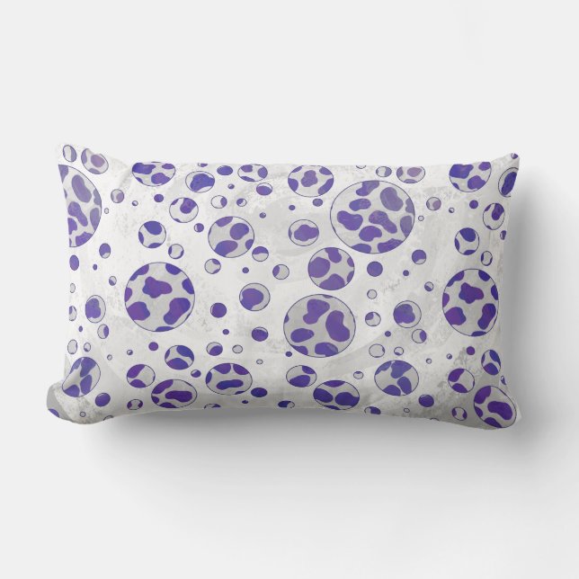 Coussin Rectangle Polka blanc et violet dalmate (Recto)