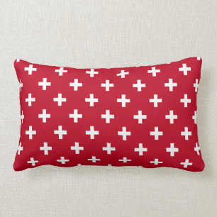 Coussin Rectangle Polka blanche croise sur rouge
