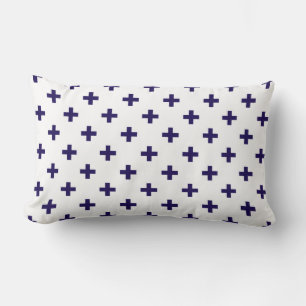 Coussin Rectangle Polka bleu marine croise sur blanc