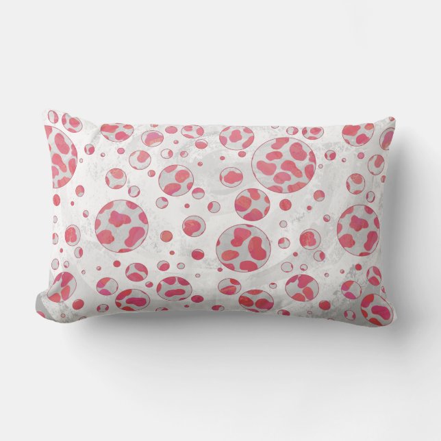 Coussin Rectangle Polka Dot Dalmatie rose et blanc (Recto)