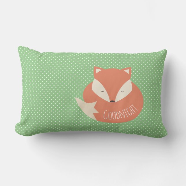 Coussin Rectangle Polka Dot Goodnight Sleeping Fox and Dots (Recto)